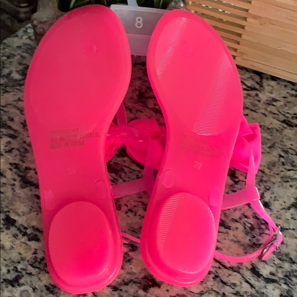 Cute Rhinestone Brand New Hot Pink Jelly Shoes - Picture 3 of 4
